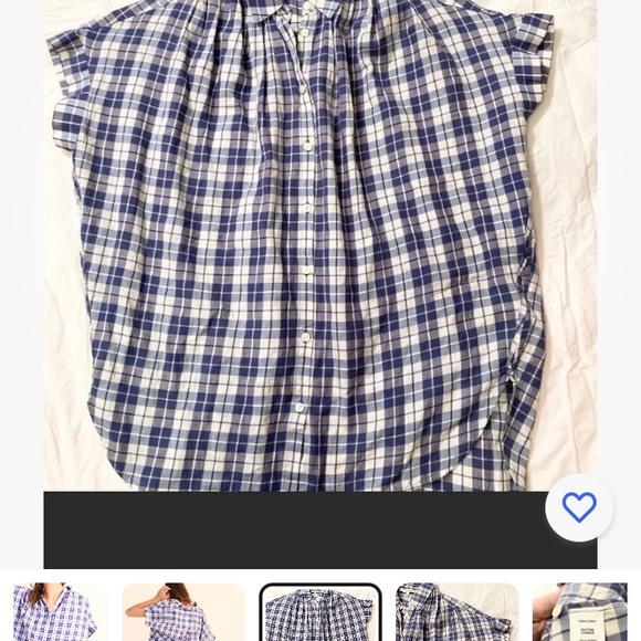 Madewell extra small open back blue and white checkered blouse Small - Picture 3 of 6